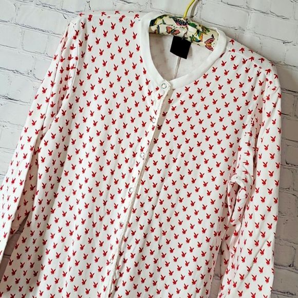 PLAYBOY Intimates & Sleepwear Vintageplayboy Red Bunny Logo Onesie Pajamas Booty Flap Sexy